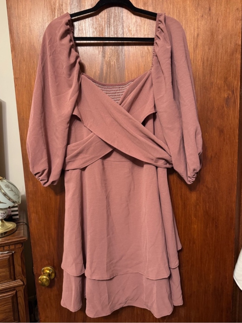 Women’s Plus Size Mauve Semi Puff-Sleeve Dress - Size 4X